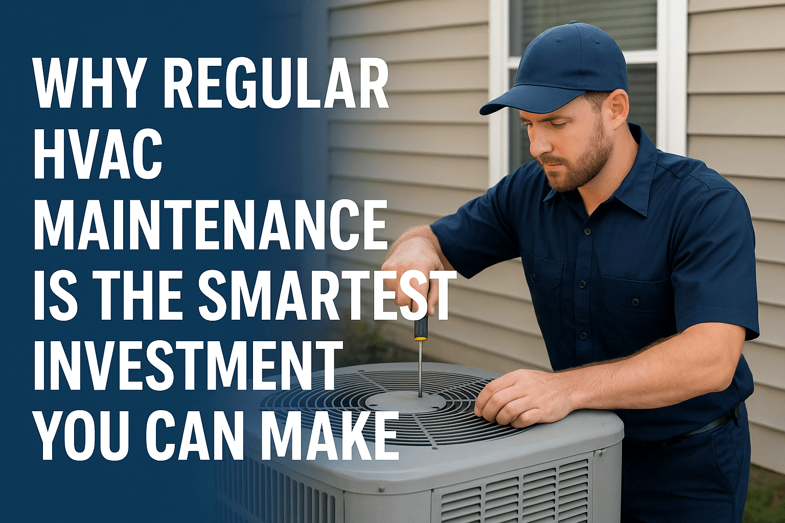 Professional HVAC technician performing regular maintenance on an air conditioning unit to improve energy efficiency and system performance.