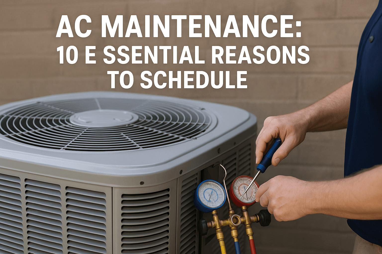 AC maintenance technician inspecting an air conditioner for summer readiness
