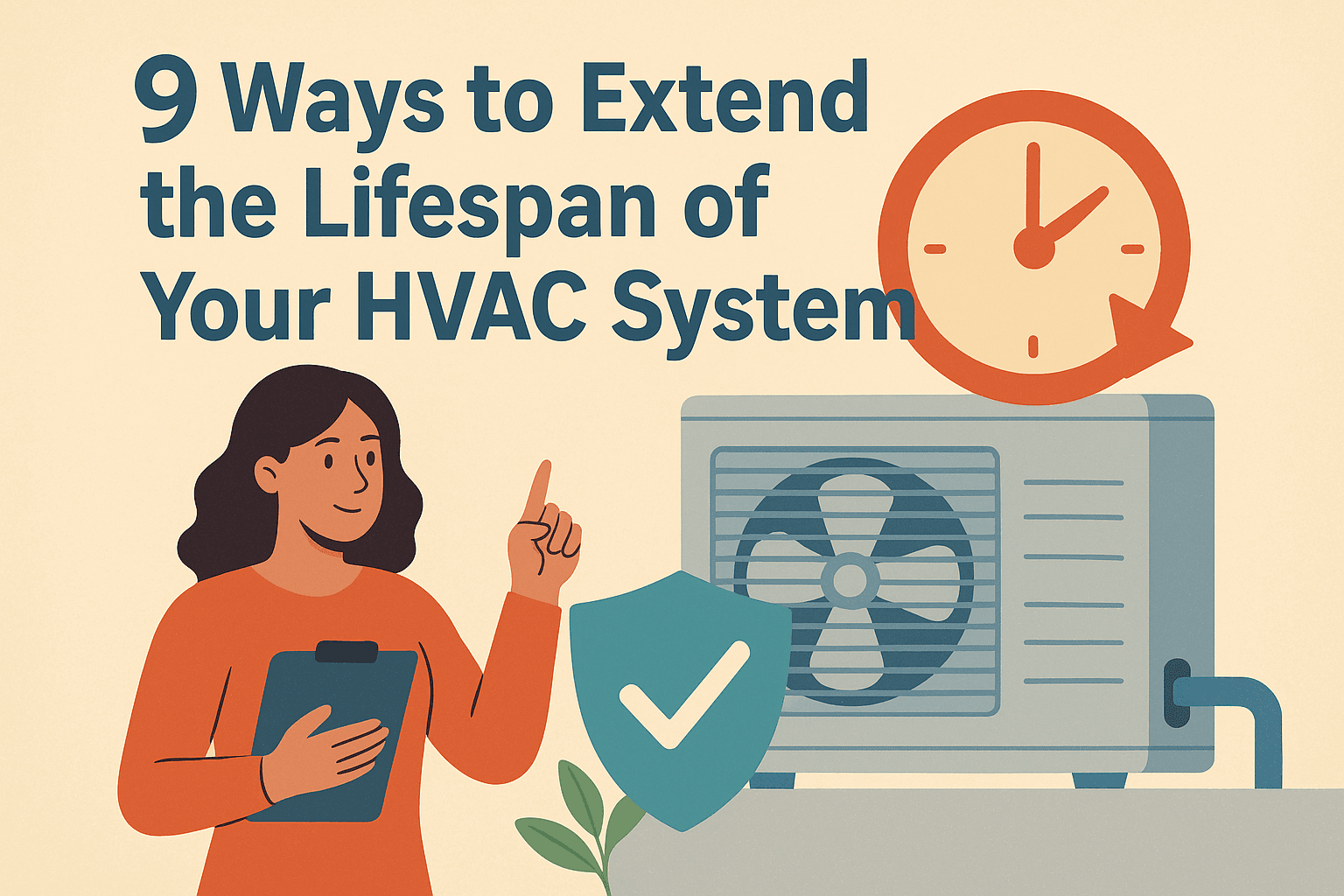 Home HVAC system maintenance with technician inspecting unit