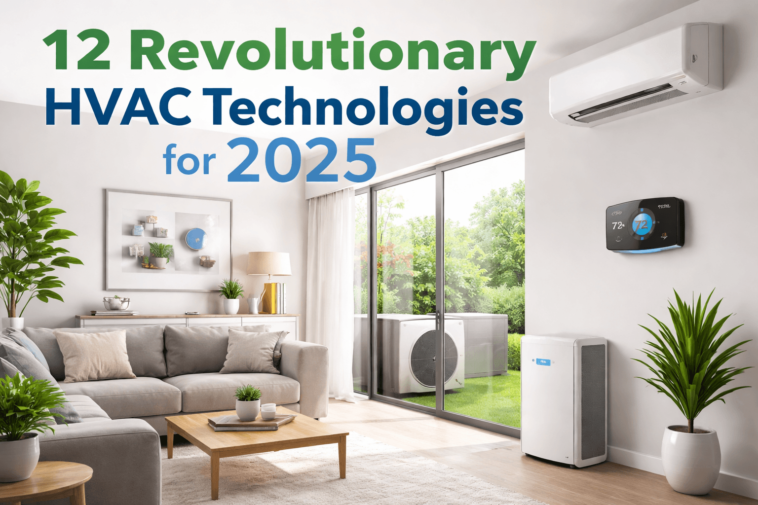 “12 HVAC technologies transforming home comfort in 2025, including smart thermostats, air filtration, and heat pumps”