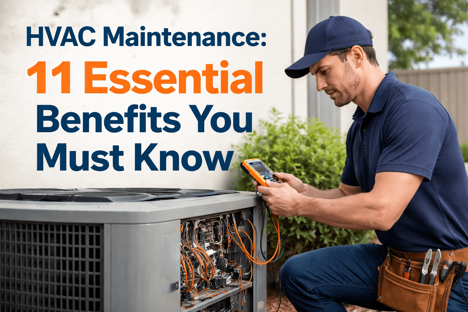 HVAC Maintenance technician inspecting heating and cooling system