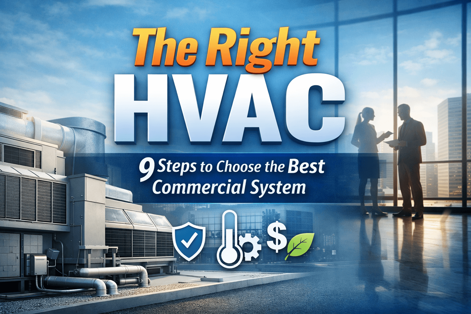 The Right HVAC system on a commercial building rooftop showing airflow and efficiency, ideal for energy-efficient commercial spaces